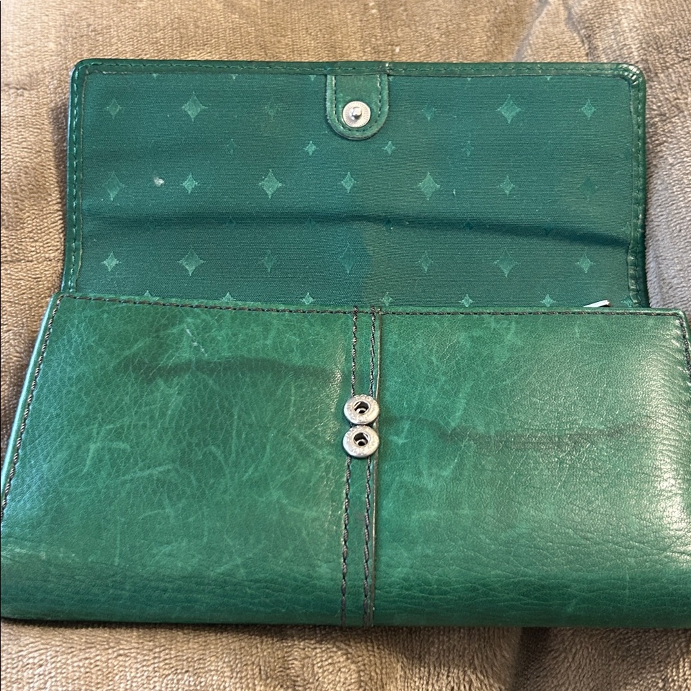 Fossil Green Leather Wallet Vguc Very Clean - image 5